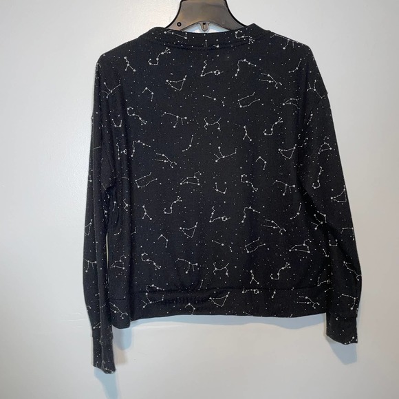 Jenni Long Sleeve printed Waffle Pajama Top (top only) black Medium - Picture 6 of 8